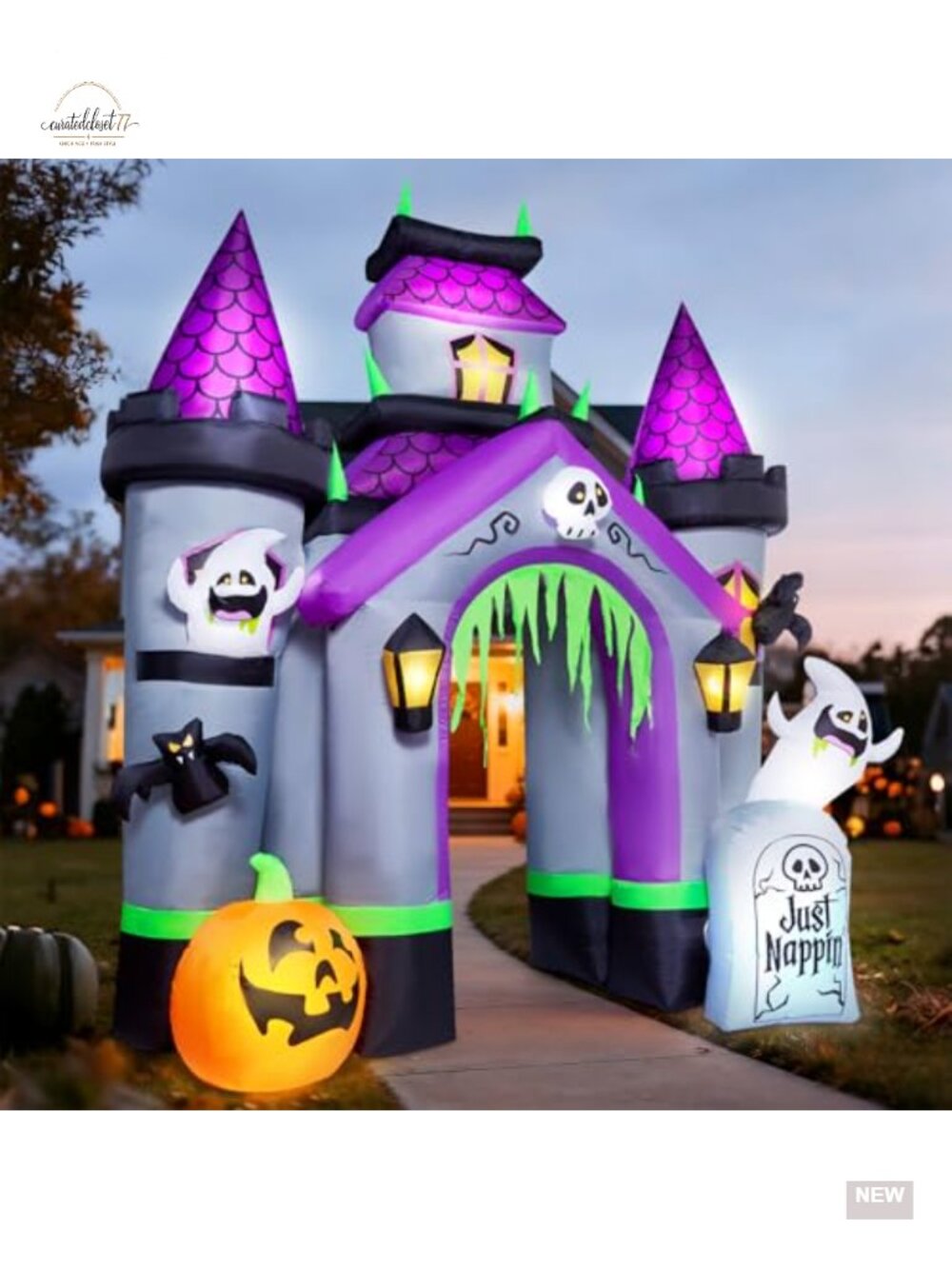 12FT Halloween Inflatable Haunted Castle Archway Outdoor Decor with Lights